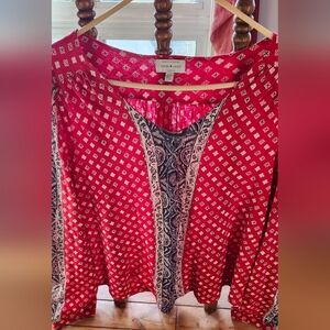 Lucky Brand Red and Navy Top